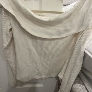 Silence + Noise Off-Shoulder Cream Sweater